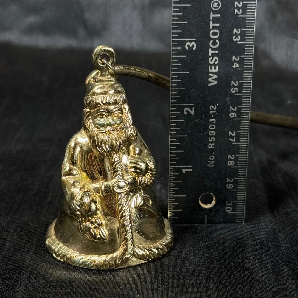 Godinger Santa Claus Candle Snuffer Gold Tone Christmas Holiday Decor Bell Snuff